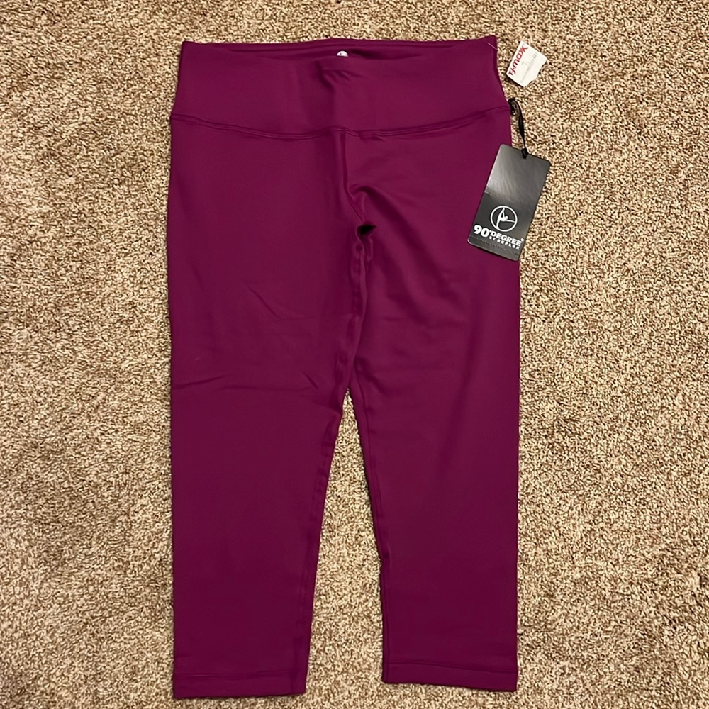 90 Degree Festival Fuchsia Cropped Leggings, Size L, NWT